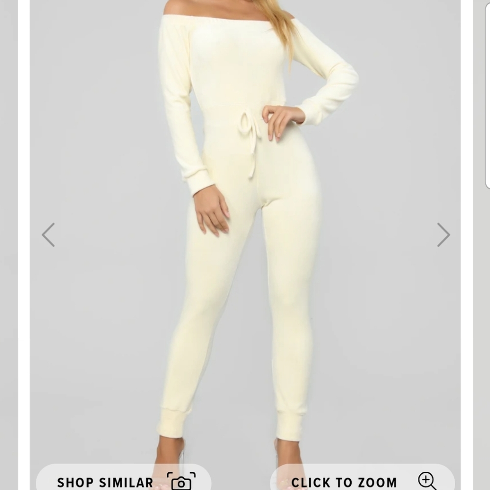 Cream velour jumpsuit